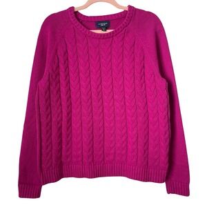 Lands End Sweater Womens XL Petite Drifter Cable Knit Pullover Cotton Fisherman